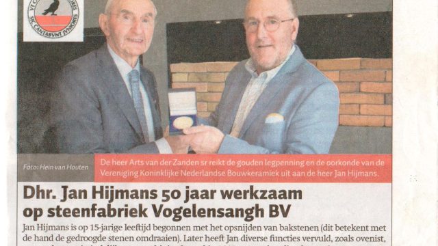 Jan Hijmans 50 jaar werkzaam bij Vogelensangh